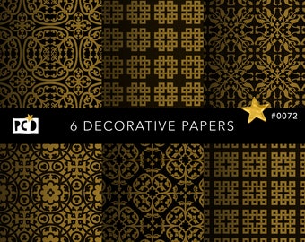 Papier d'entrelacs celtique doré sans couture | Fichier de carrelage 300 DPI | Papiers vintage et papiers de garde sombres Academia | 12x12