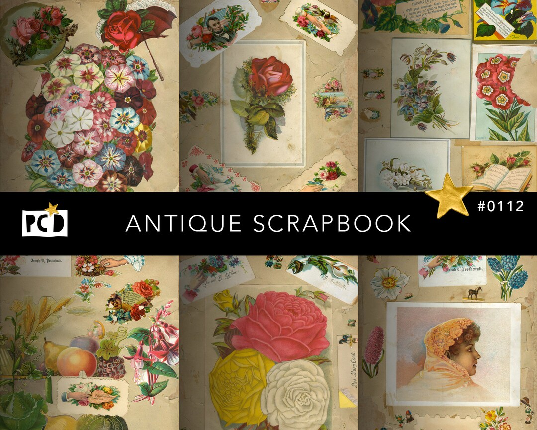 6 Antique Ephemera Collage Pages | Junk Journal Kit Inserts | Vintage ...