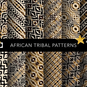 Puede incluir: Conjunto de seis patrones tribales africanos sin costuras en negro, marrón y blanco. Los patrones son geométricos y abstractos, con una variedad de formas y líneas. Los patrones son perfectos para usar en textiles, papel tapiz y otros proyectos de diseño.