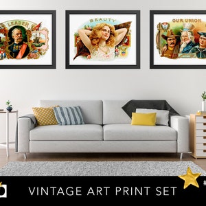 Vintage Cigar Box Label Illustrations Posters