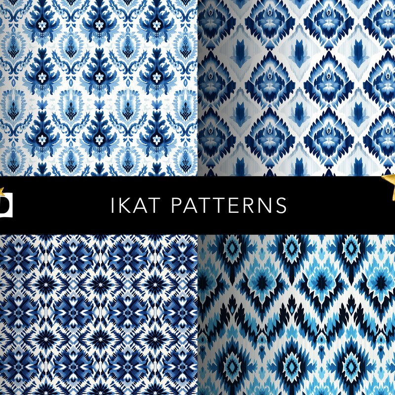 Blue Ikat Wallpaper - Etsy