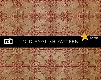 Old English Patterned Paper Texture | Grungy 300 DPI Junk Journal Sheet | Endpapers & Faux Vintage Print