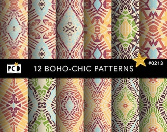 Papier géométrique sans couture Boho Chic | Estampe tribale 300 DPI pour carrelage | Papiers vintage et textile POD