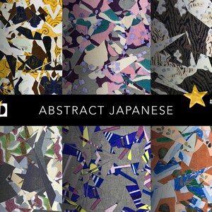 Modern Scrapbook Printable Paper | Abstract Japanese Pattern | Decorative Origami Print Design | Digital Paper Pack