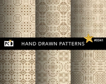 Hand Drawn Seamless Geometric Patterns | 300 DPI Tiling File | Antique Textures & Junk Journal Endpapers