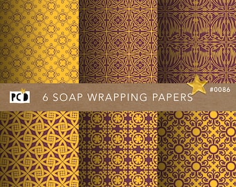 Papel medieval dorado y morado sin costuras / Archivo de mosaico de 300 ppp / Papeles vintage y envoltorio de jabón de lujo / 12x12