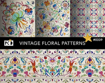 Vintage Scrapbook Printable Paper | Old Ornamental Pattern | Seamless Decorative Endpaper Design | Digital Patterned Paper Pack