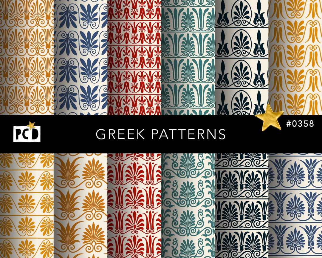 12 Seamless Greek Patterns | Ancient Acanthus Leaf Digital Paper ...