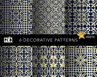 Gothic Tracery Patterns | Seamless Encaustic Tile Digital Paper | Vintage Book Endpapers | High Res POD Fabric | Scrapbook