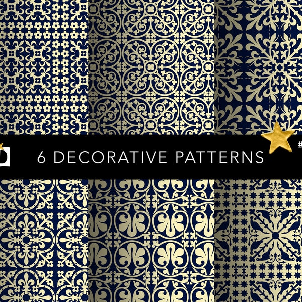 Vintage Scrapbook Printable Paper | Old Ornamental Pattern | Seamless Decorative Endpaper Design | Digital Paper Pack