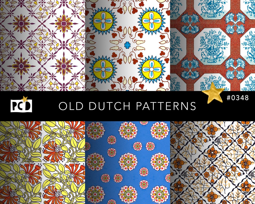 Old Dutch Seamless Digital Paper ∣ Delftware Folk Art Vintage Papers ...