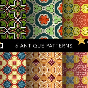 Vintage plakboek afdrukbaar papier | Oud middeleeuws eindepapierpatroon | Antieke Middeleeuwen Naadloos decoratief printontwerp | Digitaal pakket