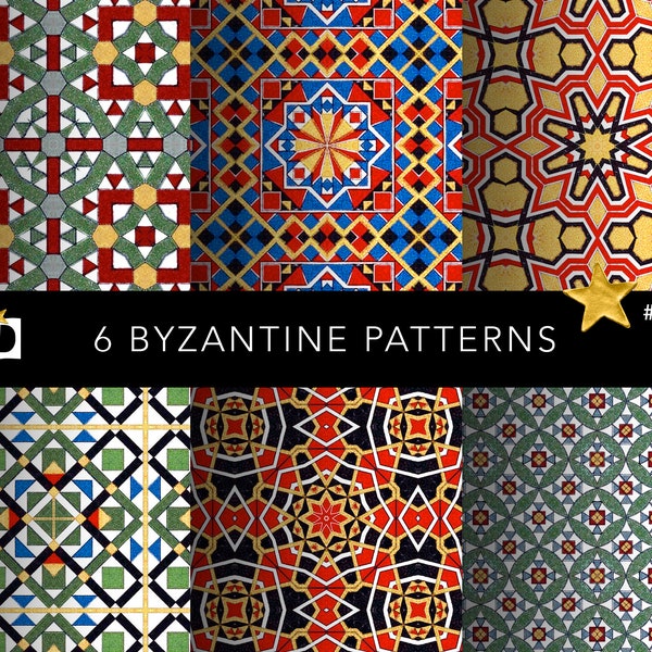 Vintage Scrapbook Printable Paper | Old Byzantine Islamic Pattern | Seamless Decorative Endpaper Design | Digital Patterned Paper Pack