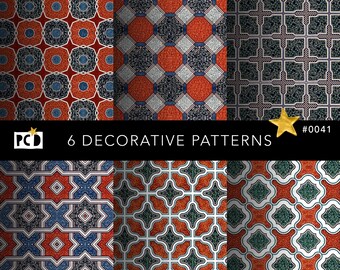 Encaustic Tile Patterns | Geometric Digital Paper (Commercial Use)