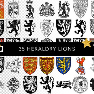 Medievial Coats of Arms | Heraldry Crests | Digital Transparent PNG Pack