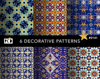 Papier pour carreaux azulejos sans couture vibrante | Fichier de carrelage 300 DPI | Papiers vintage et décoration mauresque | 12x12