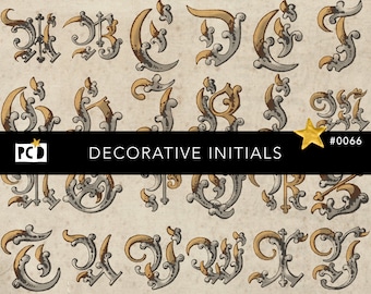 Medieval Illuminated Initials PNG | Gothic Drop Cap Alphabet Clipart | Vintage Manuscript Lettering | Junk Journal Ephemera Pack