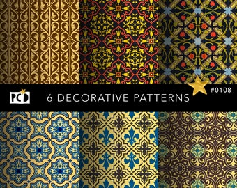 Medieval Seamless Ornamental Paper | Fleur-de-Lis 300 DPI Tiling File | Vintage Papers & Dark Academia Decor