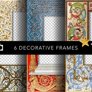 Illuminated Manuscript Border | Medieval Decorative Frame | Vintage Digital Paper Pack