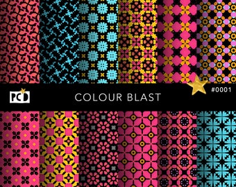 Geometric Scrapbook Paper | Bright Seamless Patterns (Digital Download)