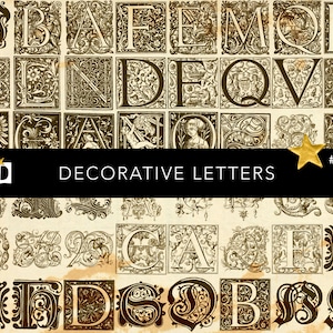 163 upplysta initialer PNG megapaket | Medeltida dekorativa bokstäver | Renässansalfabetet Versaler | Transparent monogram clipart