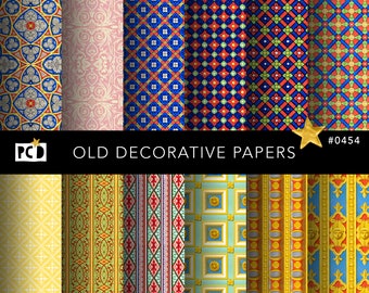 Old Decorative Paper Digital Printable Endpapers & Junk Journal Sheets | High Resolution 300 DPI