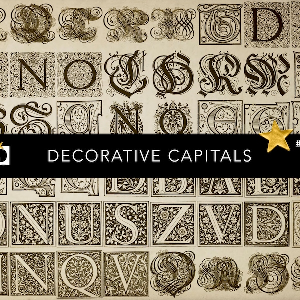 Old Medieval Illuminated Initials | Medieval Alphabet | Decorative Font | Digital Transparent PNG Pack