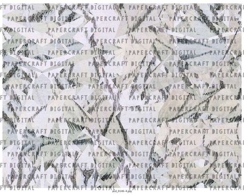Pu&ograve; includere: Sfondo astratto di carta digitale con uno sfondo bianco e ritagli di carta grigi e verdi con il testo "Papercraft Digital" ripetuto in tutto.