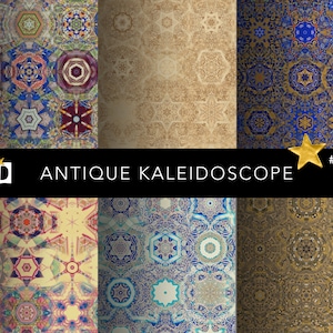Vintage Scrapbook Printable Paper | Old Kaleidoscope Pattern | Decorative Print Design | Digital Paper Pack