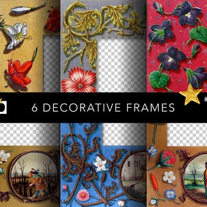 Illuminated Manuscript Border | Medieval Decorative Frame | Vintage Digital Paper Pack