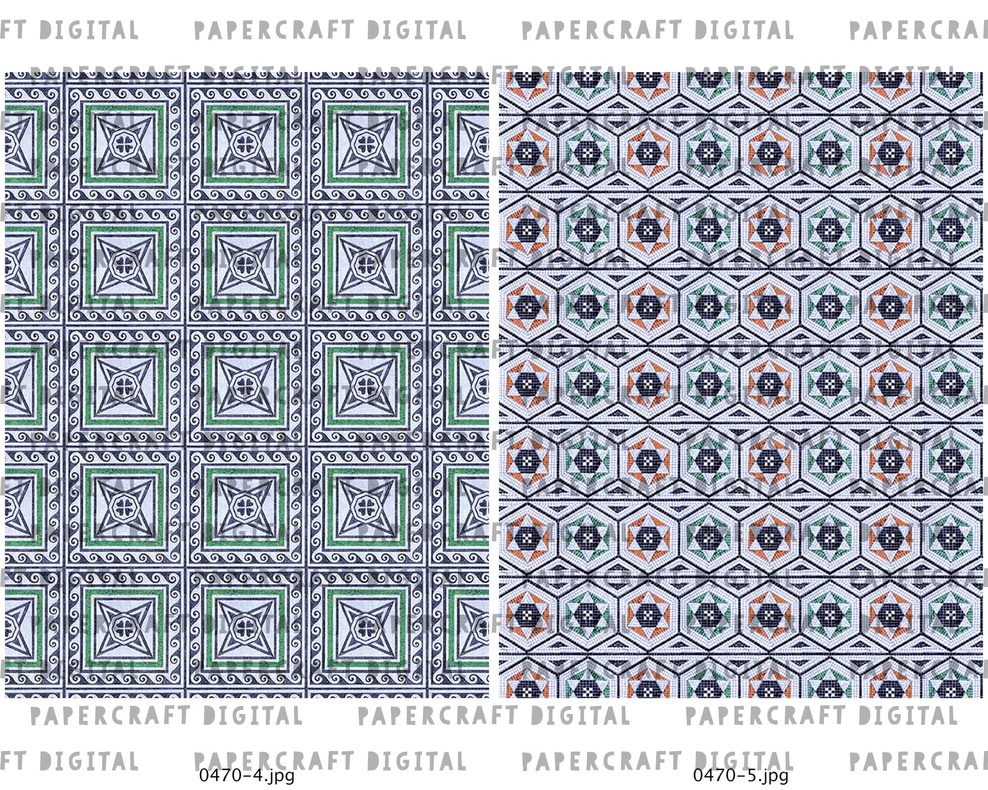 12 Roman Mosaic Tile Patterns | Ancient Tessellation Digital Paper Pack ...