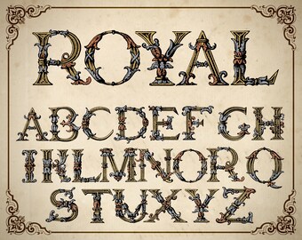 1490 Antique Alphabet PNG Clipart | High Res Gothic Decorative Initials | 300 DPI Transparent Ephemera | Commercial Use