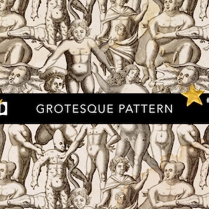 Groteske Muster | Alte dekorative druckbare Papier | Digitale nahtlos gemusterte Druck
