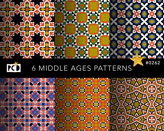 Paper Old Medieval Endpaper Pattern Digital Pack Vintage Scrapbook ...