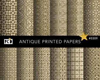 Antique Printed Paper Textures Mega Pack | Grungy 300 DPI Junk Journal Sheets | Endpapers & Scrapbooking