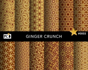 Złoty papier cyfrowy Paisley | Ginger Crunch, bezszwowe wzory (do użytku komercyjnego)