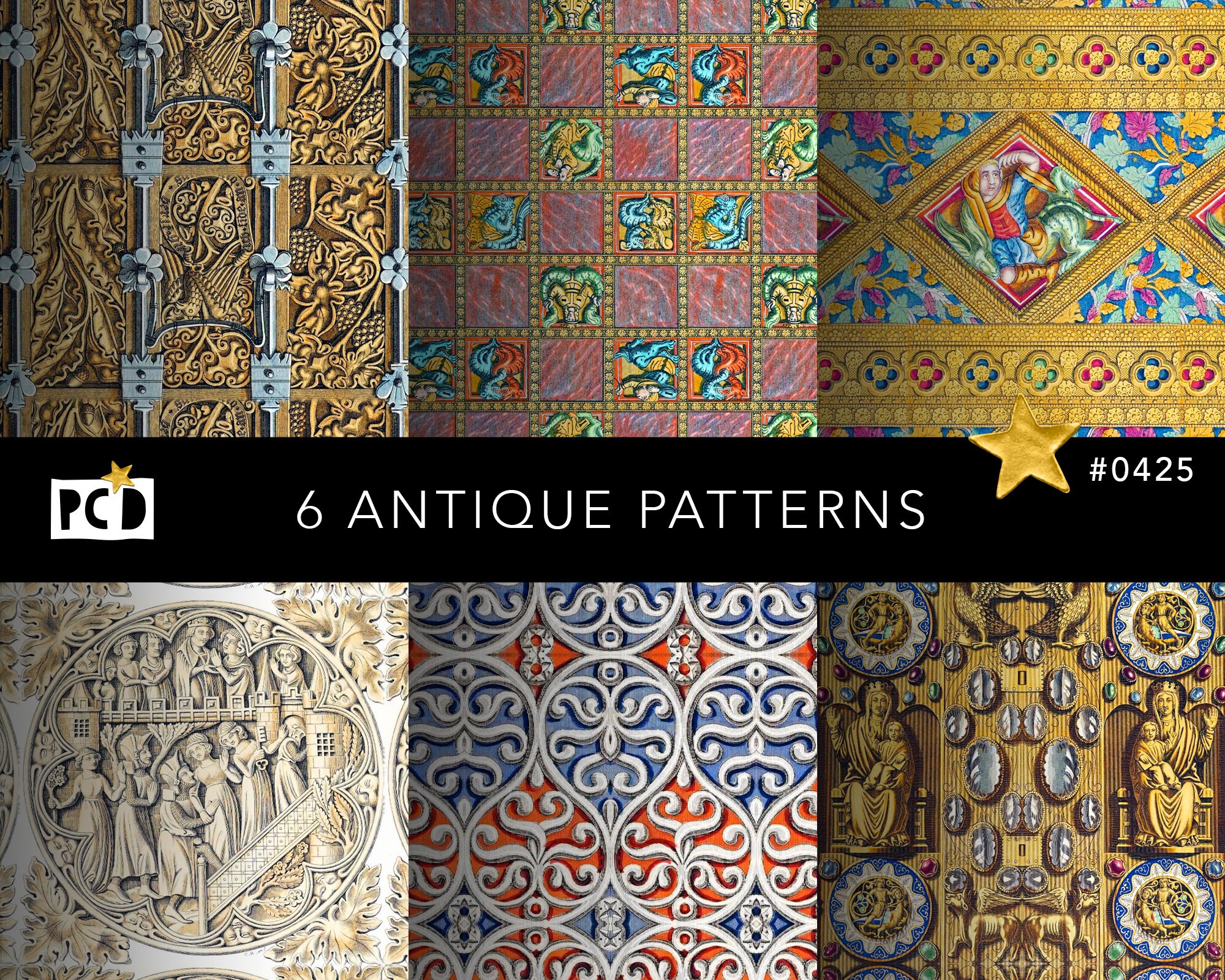 Antique Middle Ages Pattens Printable | Old English Designs | Papers