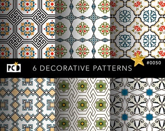 Geometric Seamless Decorative Tile Paper | 300 DPI Tiling File | Endpapers & Decoupage Sheets | 12x12