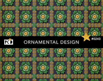 Seamless Ornamental Floral Tile | Bas-Relief Green Gold Digital Paper | Victorian Theme | Dollhouse Flooring | endpapers | POD