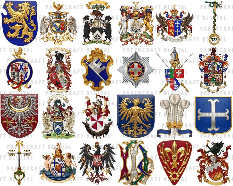 161 Medieval Heraldry Shields PNG | Antique Coat of Arms Clipart ...