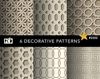 Papier géométrique romain sans couture | Lime pour carrelage en or antique 300 ppp | Papiers vintage et papiers de garde architecturaux