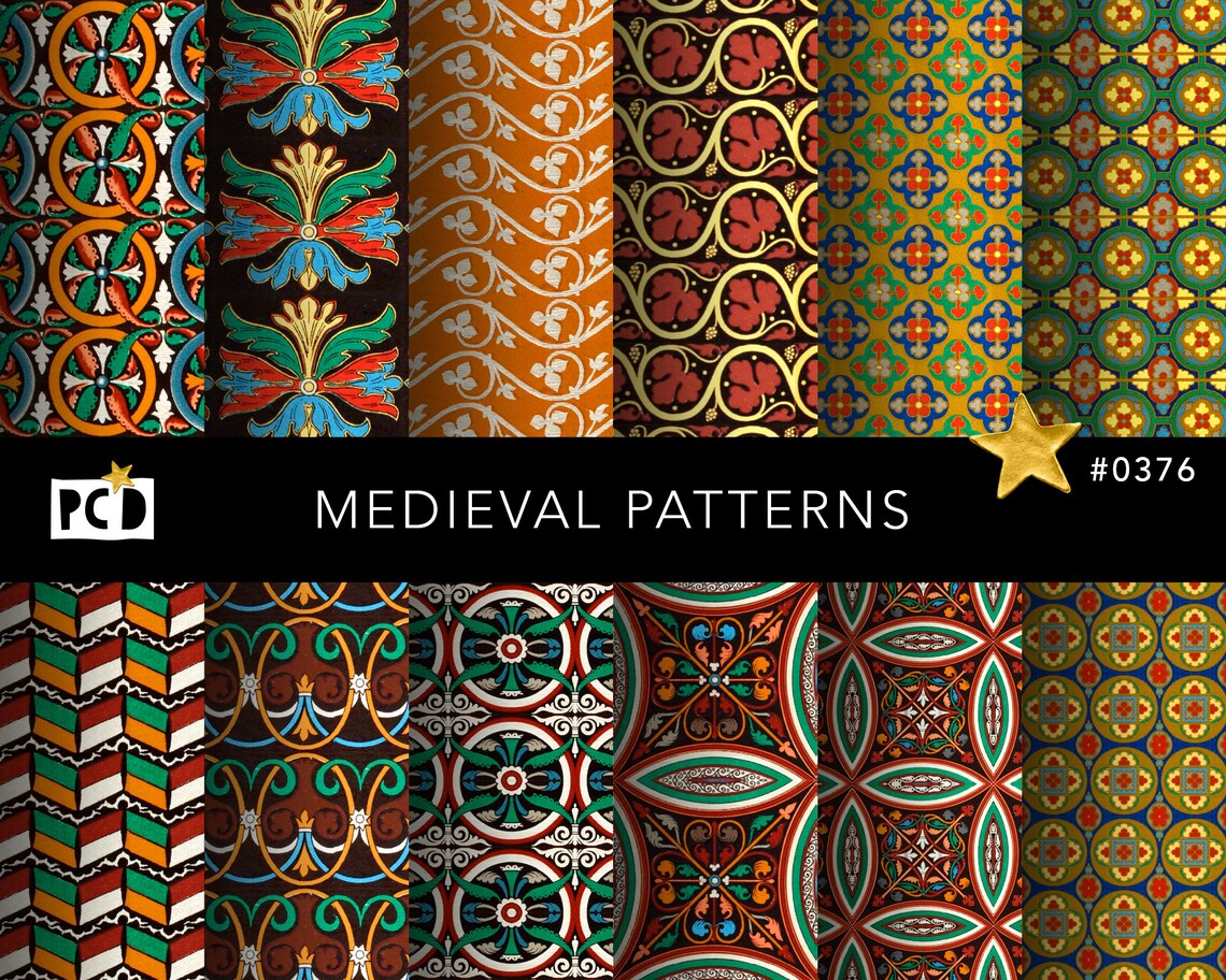 Medieval Printable Paper Patterns Old Middle Ages Seamless | Etsy