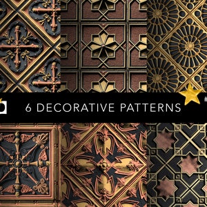 Gilded Seamless Gothic Tile Paper | Metallic 300 DPI Tiling File | Vintage Papers & Architectural Endpapers | 12x12