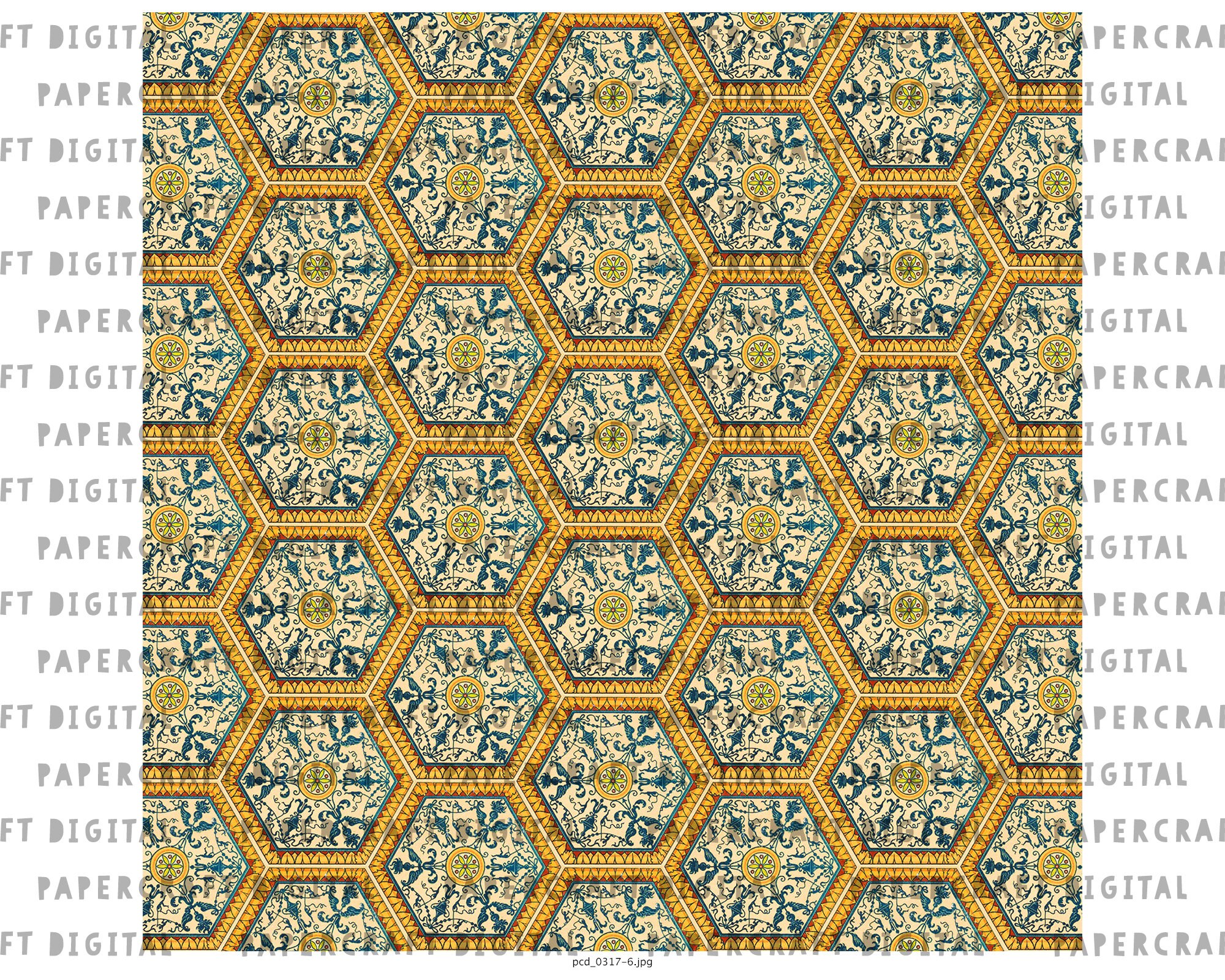 Vintage Scrapbook Printable Paper Old Italian Hexagon - Etsy