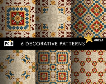 Papier décoratif pour carrelage médiéval Renaissance | Motifs ornementaux 300 DPI | Papiers vintage et pages de garde historiques
