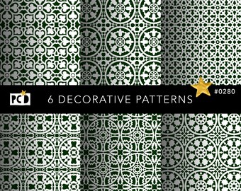 Papier décoratif celtique gothique sans couture | Fichier pour carrelage 300 ppp vert blanc | Papiers vintage et papiers de garde sombres Academia | 12x12
