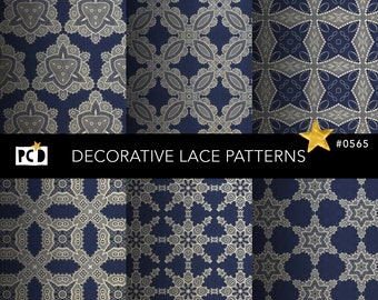 Papier numérique dentelle vintage bleu marine | Motifs de scrapbooking imprimables (300 ppp)