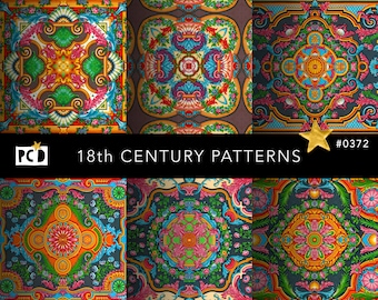 18th Century Rococo Patterns | Seamless Decorative Endpaper Design | Digital Patterned Paper Pack