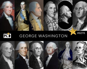 George Washington Portrait Clipart | Old Drawing Engraving Ephemera Bundle | US History Art Print