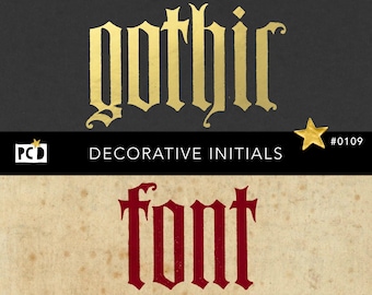 Clipart PNG police gothique | Initiales médiévales en lettres noires (300 ppp)